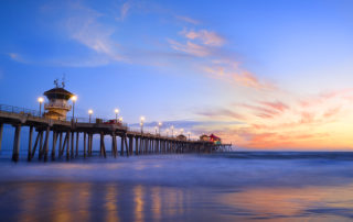 A fine art sunset photograph of the Huntington Beach Pier.