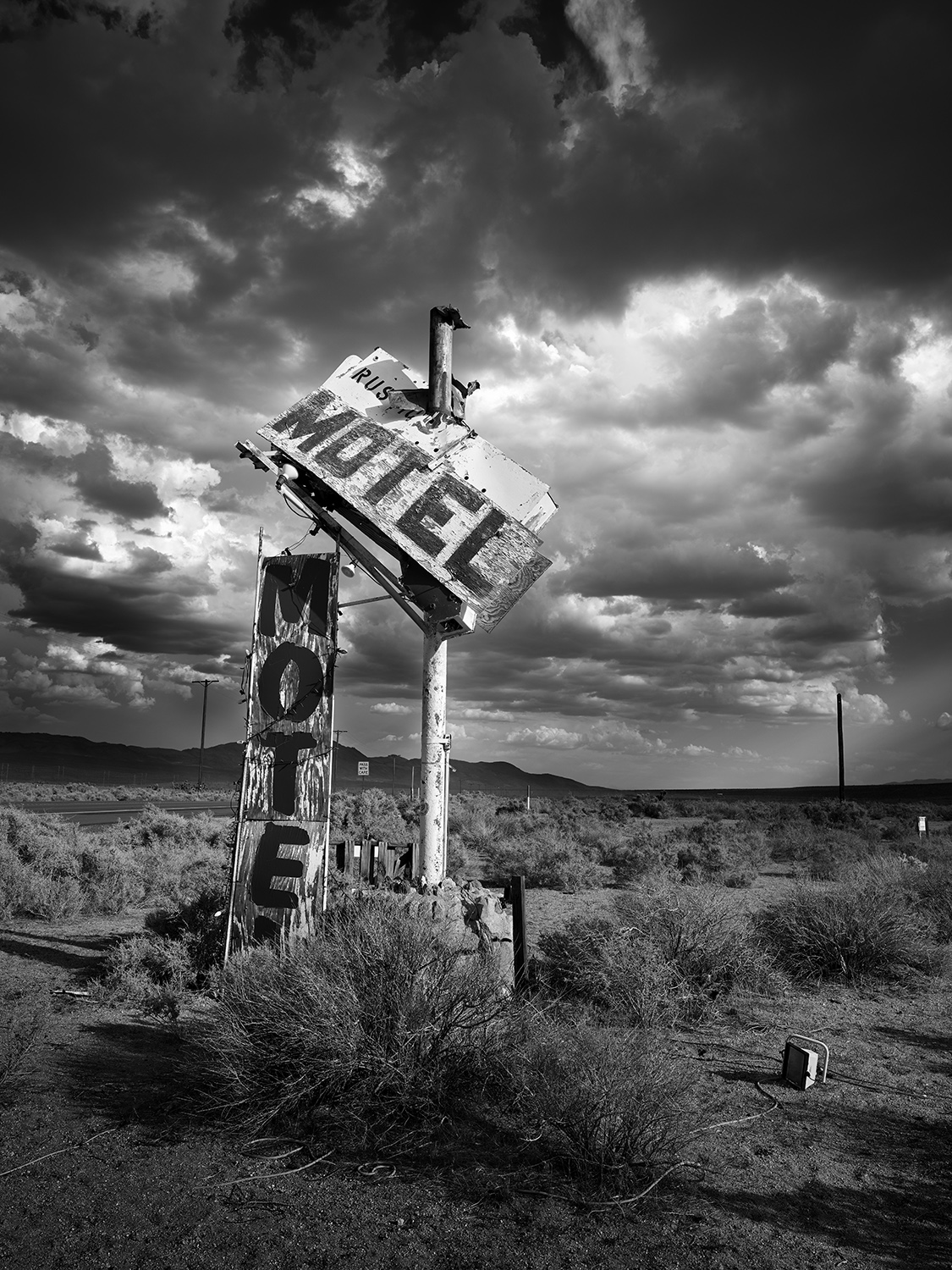 Black and white fine art photograph of an urban desert scene.