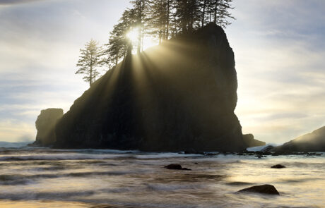 A beautiful Fine art photograph in Olympic National Park of off shore rocks on La Push beach.