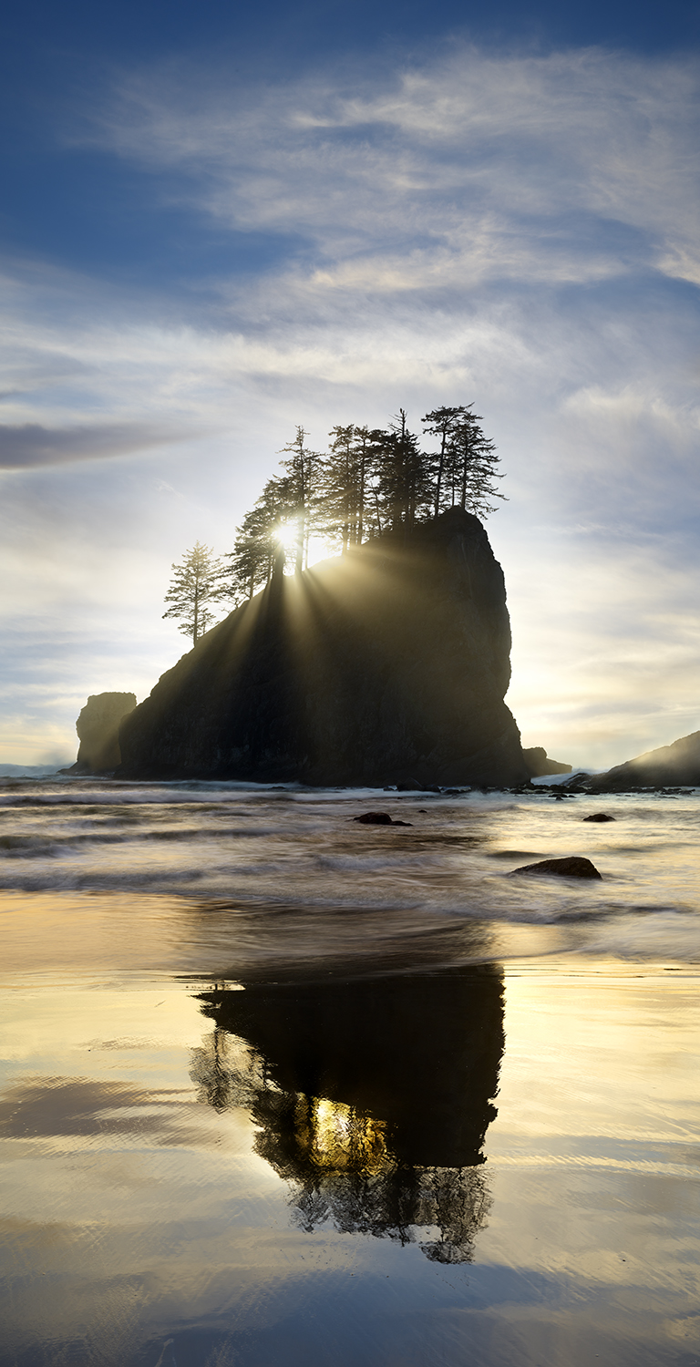A beautiful Fine art photograph in Olympic National Park of off shore rocks on La Push beach.